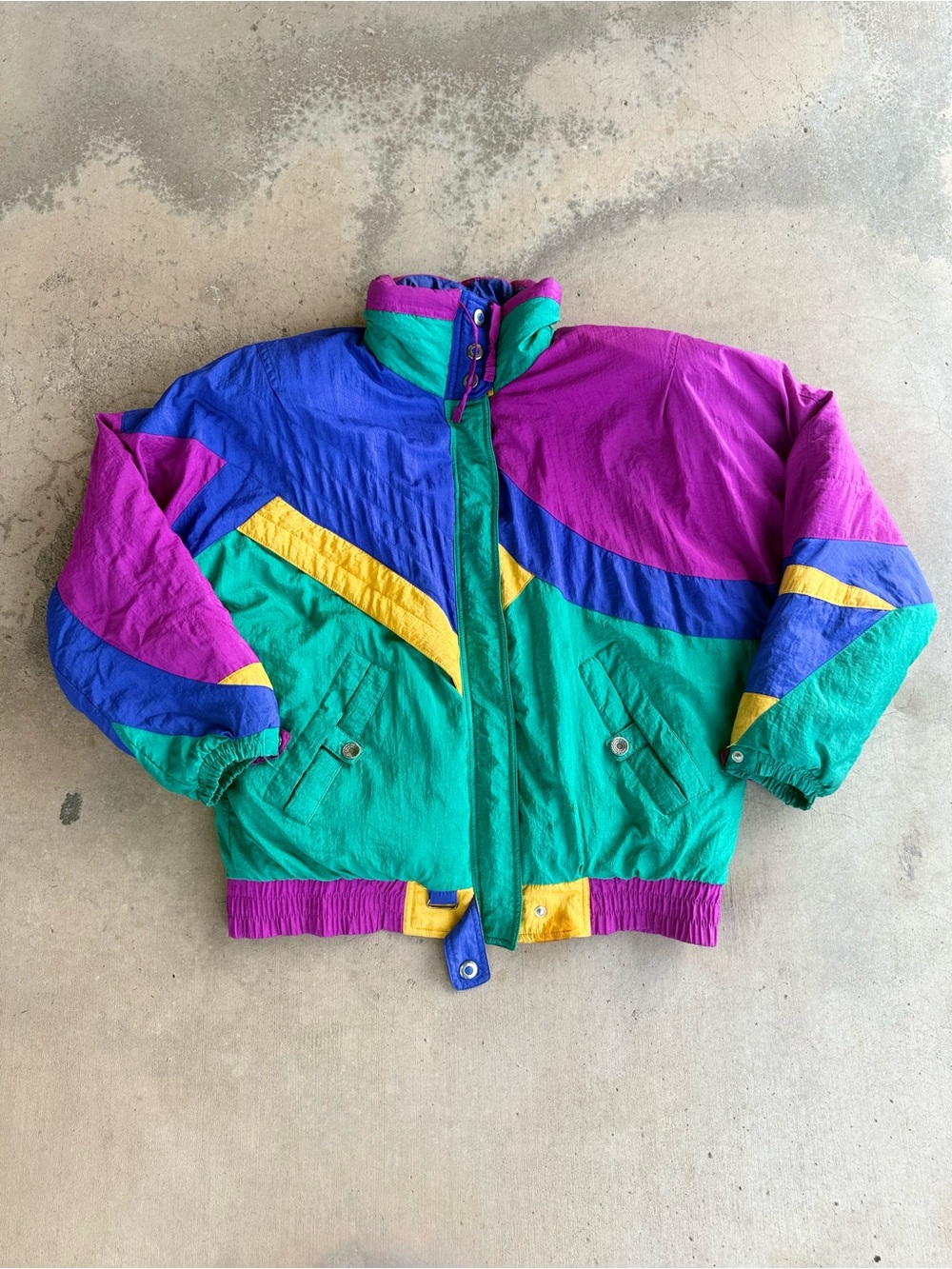 Vintage 80s/90s Andy Johns Colorblock Windbreaker Jacket Size Small